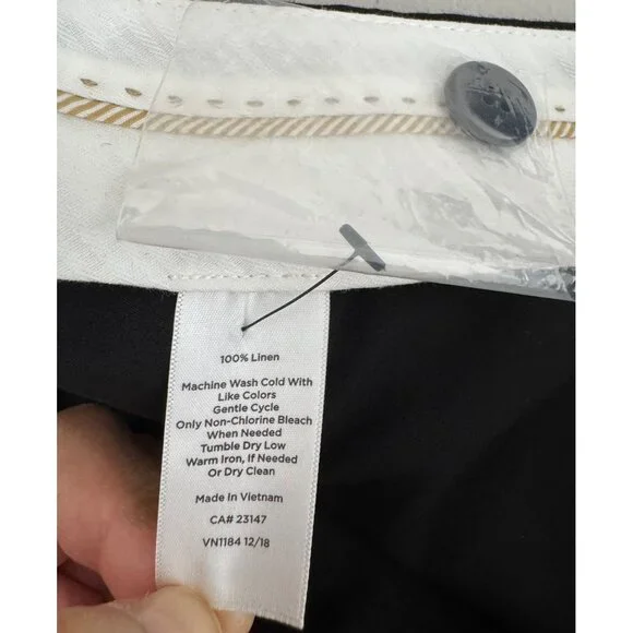 Talbots Windsor curvy linen pants black wide leg old money sz 10
